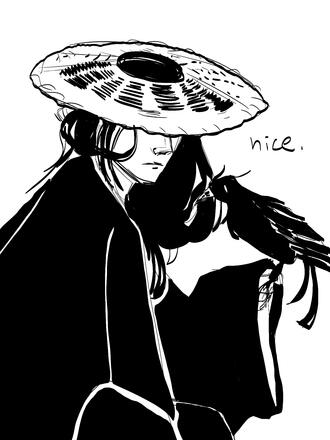 A half-body of a sketch